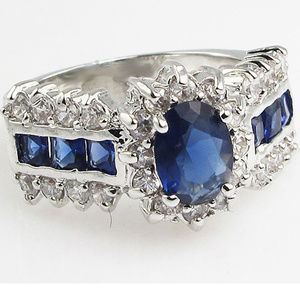 Blue Sapphire Silver Filled Ring
